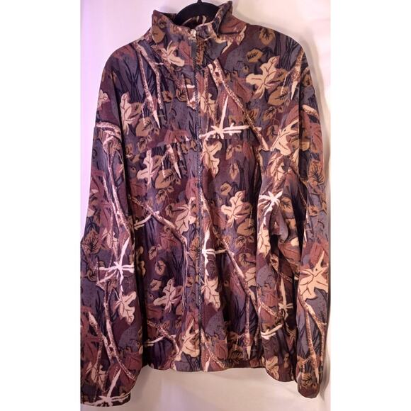 VTG 10,000 ft Above Sea Level Fleece Jacket Mens XXL Camo Tree Branch & Leaf - Picture 3 of 6